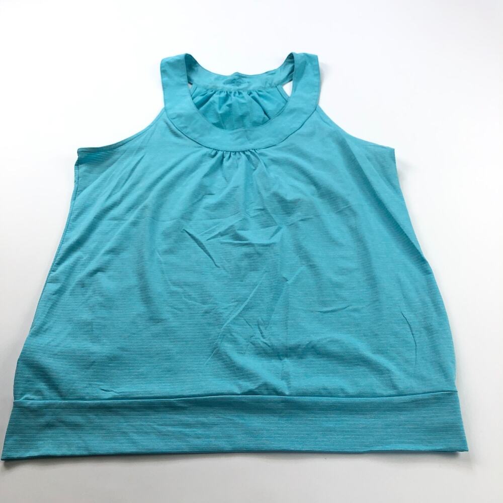 Eddie Bauer Travex Large Travel Womens Plaid Check Pullover Tank Top Blue MINT